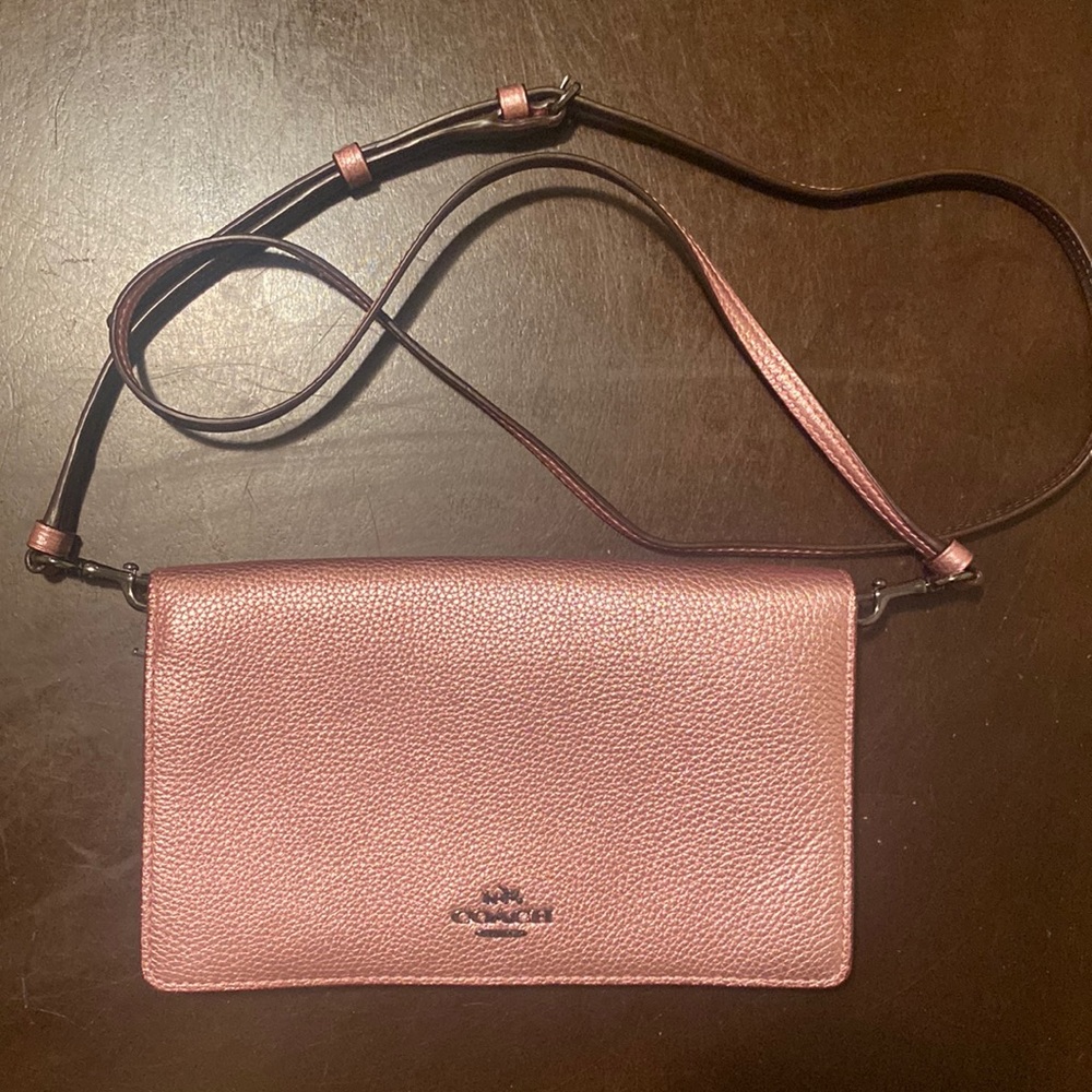 New Coach crossbody clutch/wallet in metallic pink